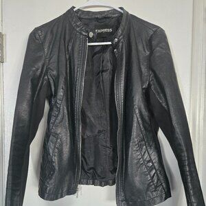 Express Black Faux Leather Jacket, Size S (Womens)